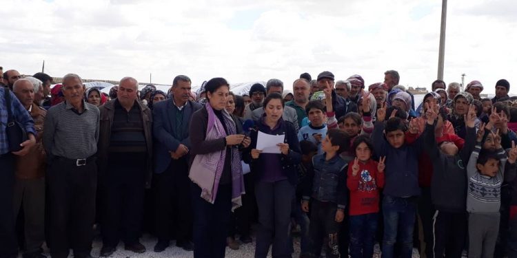 Rêveberiya Xweser a Kantona Efrînê li kampa Berxwedan daxuyanî dan raya giştî