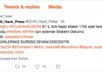 Tîma “Hacker Rojava” ya hakirê 1742 rûpelên dewleta tirk ya dagirker hack kiriye