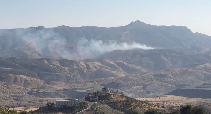 Li Cûdî ji ber topbaranê şewat derket