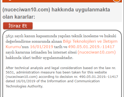 Em Serî Natewînin! BTK carekî din malpera me nuceciwan10.com qedexe kir