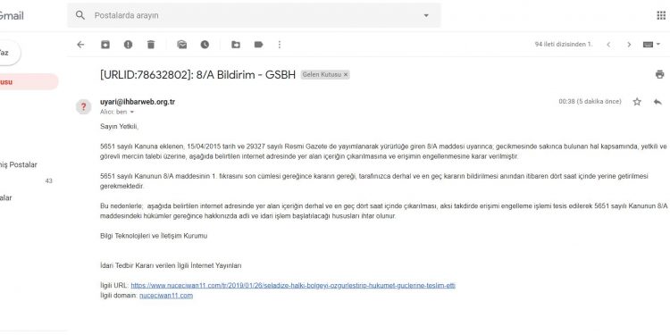 Ji dewleta dagirker a Tirk ji ajansê me re peyama gefê!