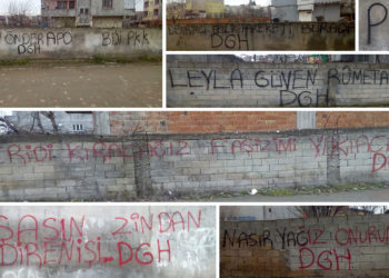 Li dijî tecrîdê Ciwanên Êlihê çalakiya nivîsandina sloganan pêk anîn