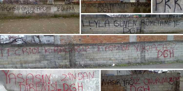 Li dijî tecrîdê Ciwanên Êlihê çalakiya nivîsandina sloganan pêk anîn