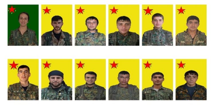 YPG nasnameya 12 şervanên xwe yên Efrînê şehîd ket eşkere kir