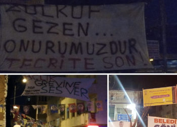 Ciwanan li Stenbolê pankart daliqandin