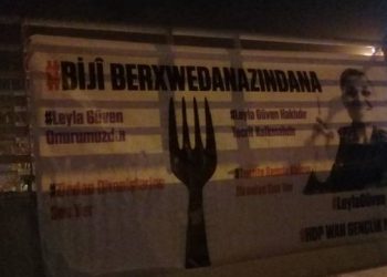 Ciwanên HDP’ê bi pankartan piştgirî dan greva birçîbûnê