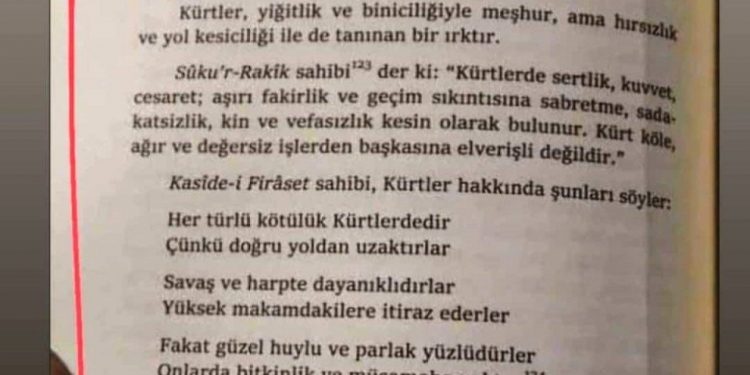 Di pirtûka fakulteya Îlahiyatê de heqaret li kurdan tê kirin