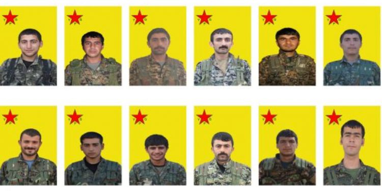 YPG’ê nasnameya 12 şehîdên Berxwedana Serdemê eşkere kir