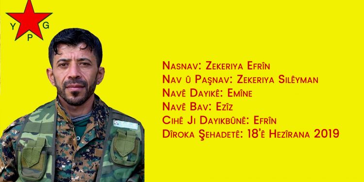 YPG: Em rêheval Zekeriya Silêyman bi bîr tînin
