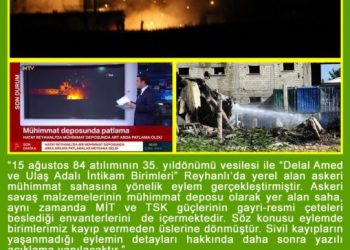 LEZGÎN – Yekîneyên Tolhildanê yê HBDH’ê li Reyhanli cebilxaneya MÎT’ê teqand