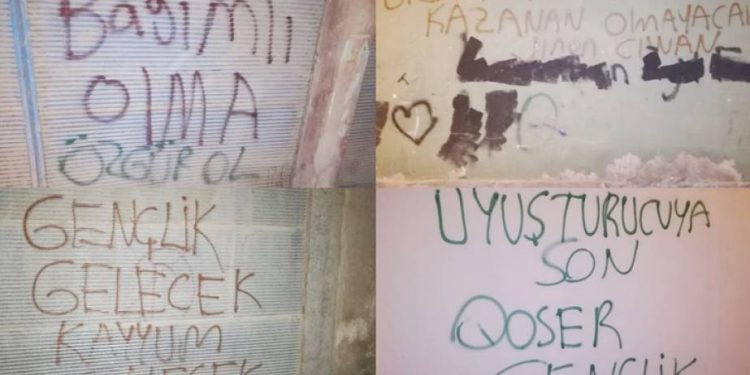 Li dijî qeyûmên dagirker li ser dîwaran nivîs hatin nivîsandin