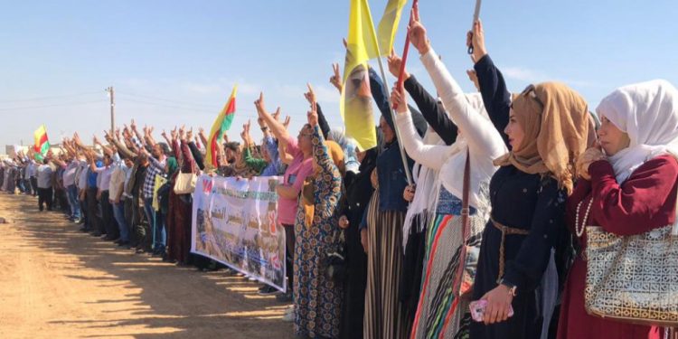 Gelê Serêkaniyê li dijî dagirkeriyê çalakî li darxistin