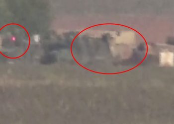 Dîmenê wesayîta leşkerî a dagirkeran ku Babil Xêrê hate îmhakirina