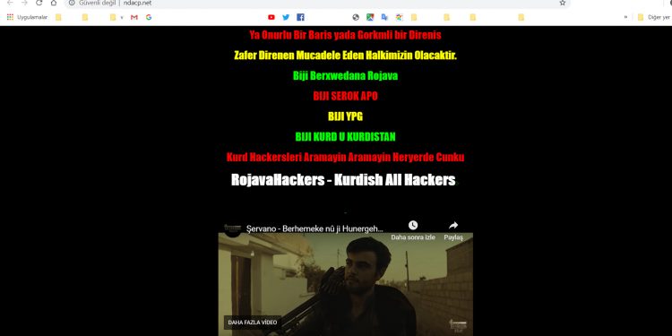 RojavaHackers bi sedan malperê tirk hack kirin û Cenga Rojava silav kirin