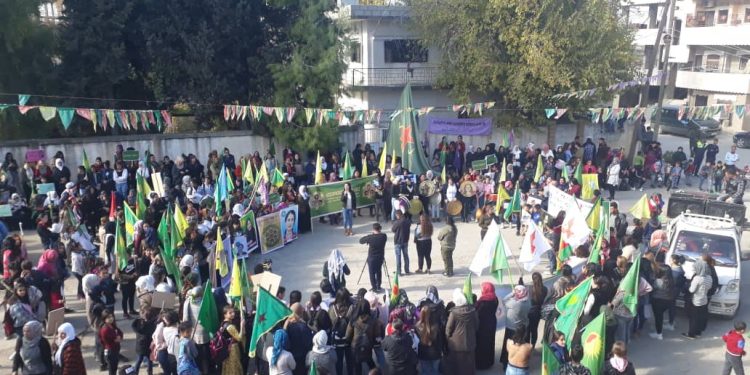Li Bakurê Sûriyê û Rojavayê Kurdistanê çalakiyên Roja Têkoşîna li dijî Tundiya li ser jinan!