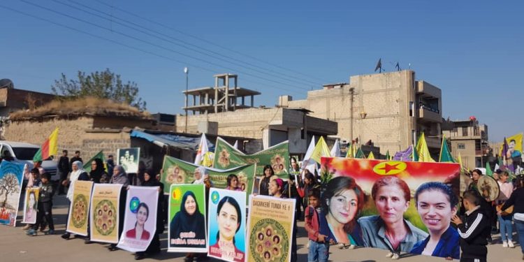 Li Bakurê Sûriyê û Rojavayê Kurdistanê çalakiyên Roja Têkoşîna li dijî Tundiya li ser jinan!