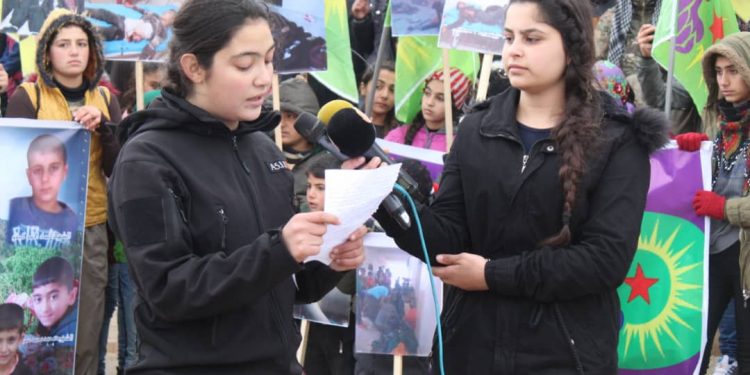 Yekitiya Jinên Ciwan a Herêma Efrînê komkujiya Til Rifatê şermezar kir
