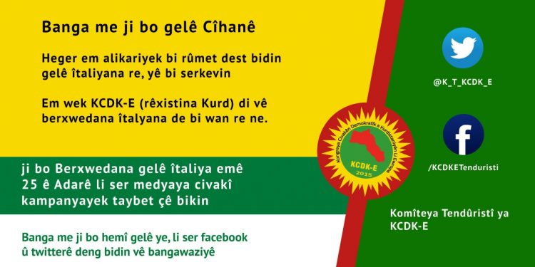 KCDK-E: Em piştgiriya bi gelê Îtalyayê re xurt bikin