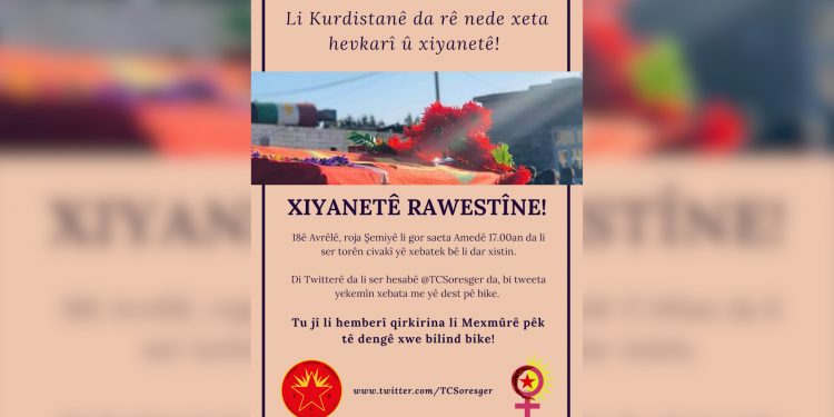 TCŞ-JCA: Di Kurdistanê de rê nede xeta hevkarî û xiyanetkariyê! 