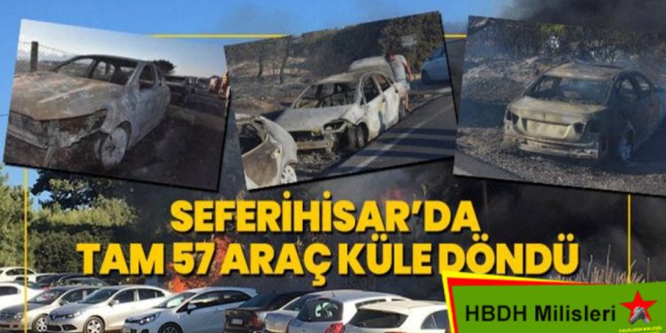 LEZGÎN – Ji Milîsên HBDH’ê li Îzmîrê çalakî: 57 wesayit şewitandin