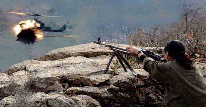 LEZGÎN – Ji HPG’ê çalakî: Li Çarçella helîkoptera Skorsky ya artêşa Tirk a dagirker hate xistin