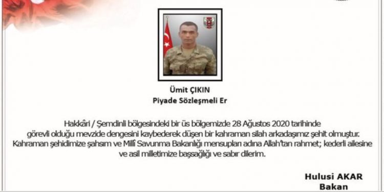 Li Colemêrgê leşkerekî Tirk ji bêhevsengiyê mir!