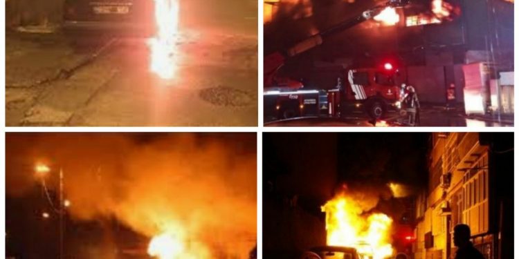 LEZGÎN – Jinên Tîrêjên Rojê fabrîkayek û 13 wesayitên faşîstan şewitandin