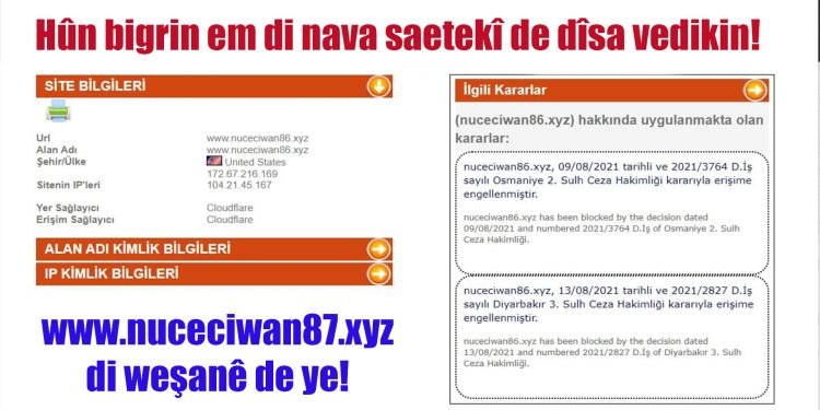 Hûn bigrin em di nav saetekî de dîsa vedikin – nuceciwan87.xyz di weşanê de ye!