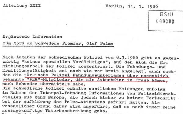 Di lêpirsîna Olof Palme de lîsteya PKK’îyên ku werin girtin MÎT’ê amade kir