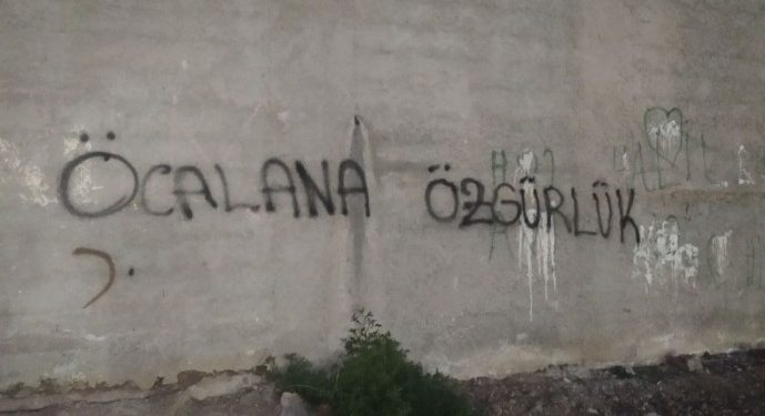 Ciwanên HDP’ê ji bo rojbûna Rêberê Gelan li ser dîwaran xebata nivîsê pêk anîn