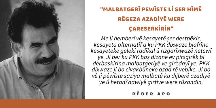 “Malbatgerî pewîste li ser hîmê rêgeza azadiyê were çareserkirin”