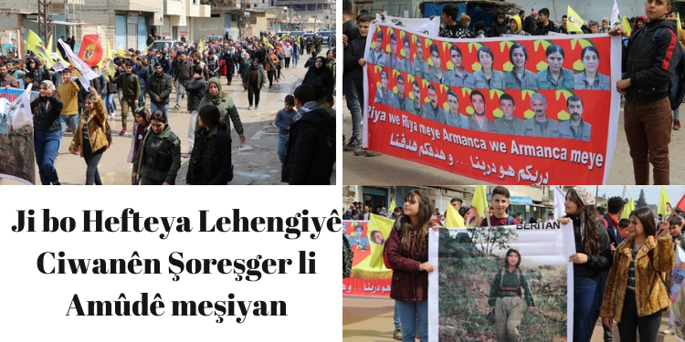 Ji bo Hefteya Lehengiyê Ciwanên Şoreşger li Amûdê meşiyan