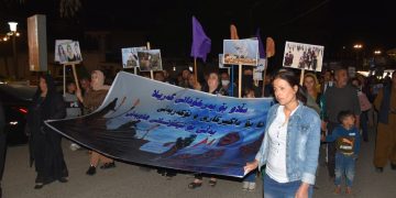 Li Silêmanî di pêşengtiya jinan de li dijî dewleta Tirk û PDK’ê ve meş hate li darxistin