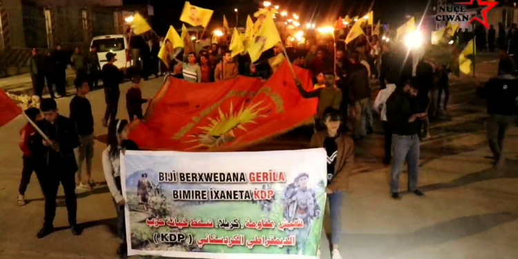 Ji Ciwanên Şoreşger û Yekîtiya Jinên Ciwan li dijî îxaneta PDK ê meş