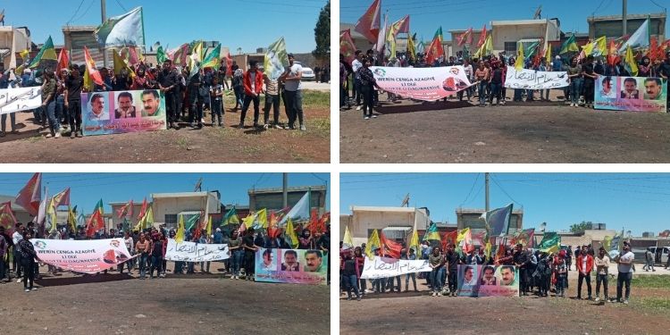 Ciwanên Efrînê ji bo azadiya Rêber Apo meşiyan