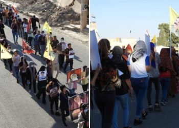 Di pêşengtiya Jinên Ciwan ên Êzîdî de meşek hate li darxistin