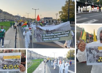 Ciwanên Kurdistanê li Fransayê li dijî bikaranîna çekên kîmyawî meşiyan