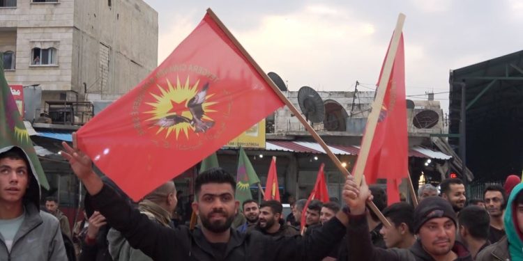 Ciwanên şoreşger li Kobanê meşek li dar xist