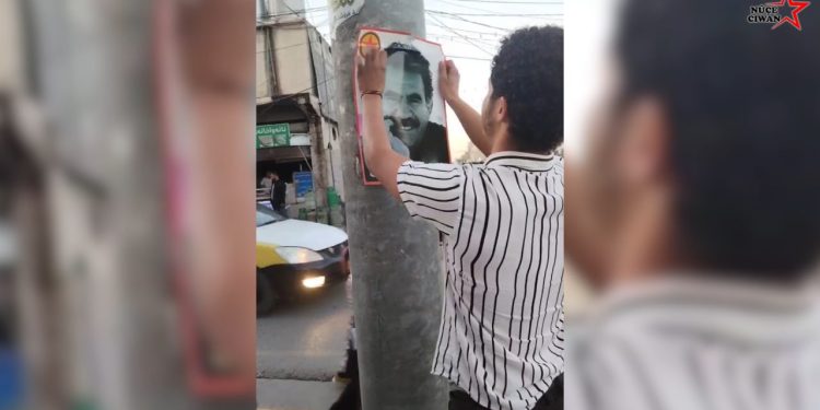 Gencanî Welatparêz li Kelarê suretê Rêber Apo daliqandin