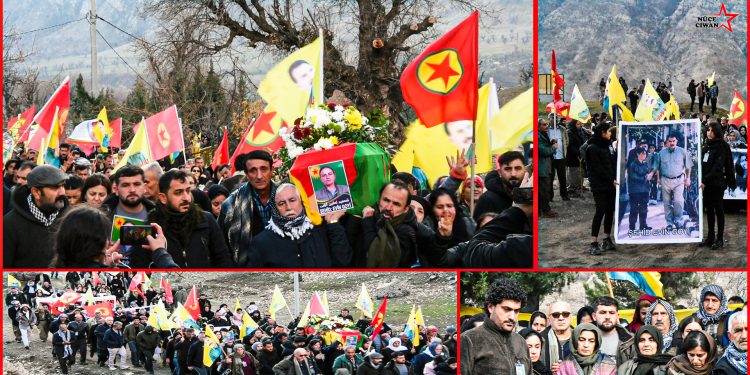 Cenazeyê Şehîd Evîn Goyî li Qendîlê bi tevlîbûna sedan kes spartin axê