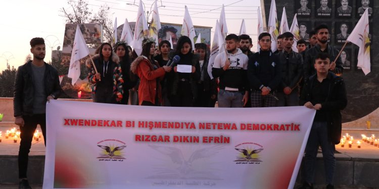 Tevgera Xwendekarên Demokratîk ji bo salvegera dagirkirina Efrînê çalakiyek lidarxistin