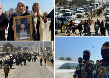 Deh hezaran kes tevlî merasîma cenazeyên 9 şervanên YAT dibin