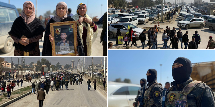 Deh hezaran kes tevlî merasîma cenazeyên 9 şervanên YAT dibin