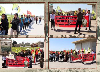 Meşa ciwanan li Kobanê bi dirûşma “Ciwan fedayiyên Rêber Apo ne”