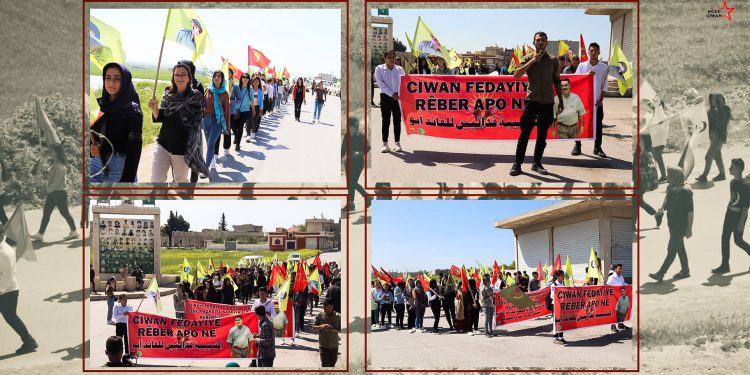 Meşa ciwanan li Kobanê bi dirûşma “Ciwan fedayiyên Rêber Apo ne”