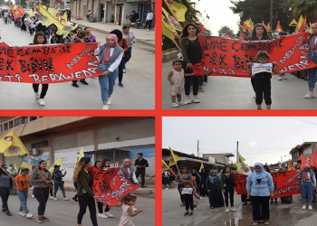 Ciwanên Tirbespiyê bi meşeke erîşa li ser Mexmurê şermezar kirin