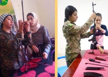 Jinên Ciwan li Tapqa xwe li dijî êrişên dagirkeran perwerde dikin