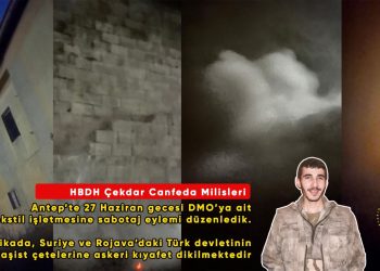 Milîsên HBDH’ê febrîqeya ku kincê leşkerî ji çeteyan re didirût, dan ber agir