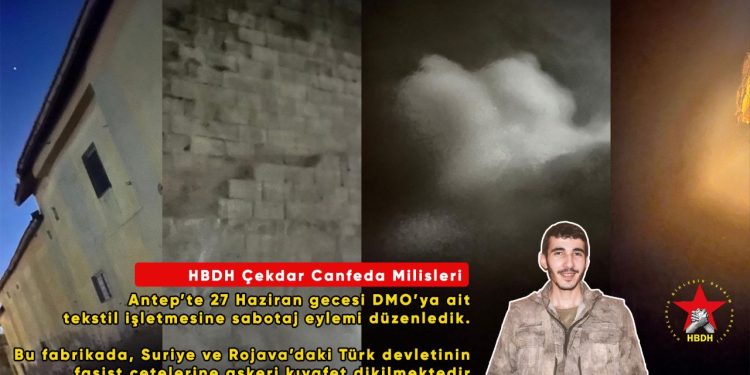 Milîsên HBDH’ê febrîqeya ku kincê leşkerî ji çeteyan re didirût, dan ber agir