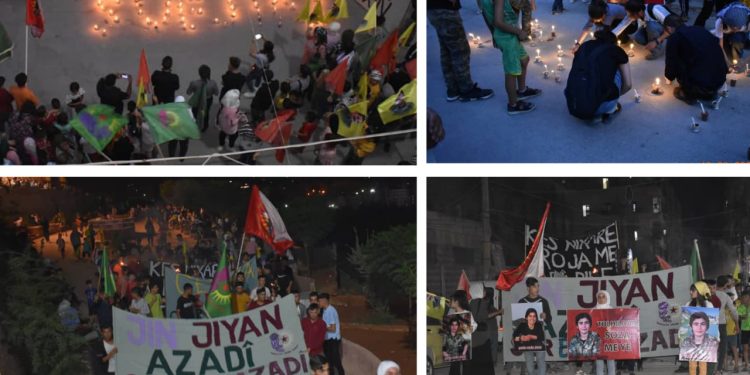 Ji bo bîranîna Şehîd Vêjîn Yekîtiya Jinên Ciwan mûm pê xistin